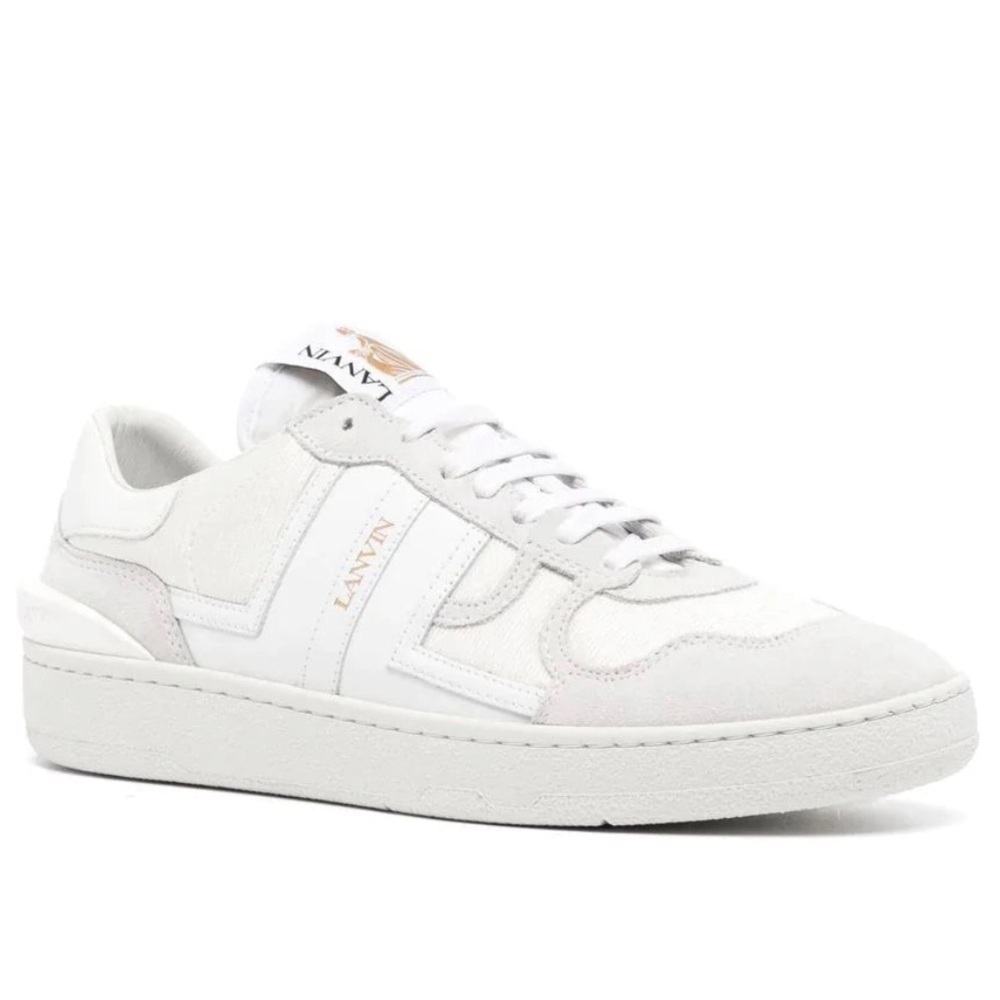 NWT LANVIN Women Clay Low Top Sneakers in white with a golden logo - size FR 36